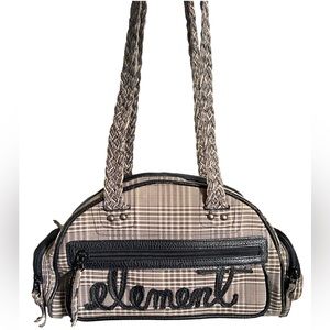 Element Y2K 90s Vintage Skater Girl Purse Plaid Duffel Bag Braided Straps RARE